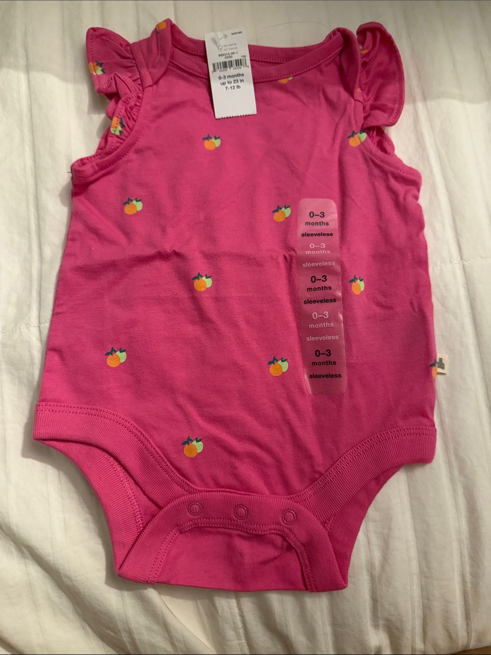 GAP Pink Sleeveless Baby One-Piece Bodysuit with Peach Print